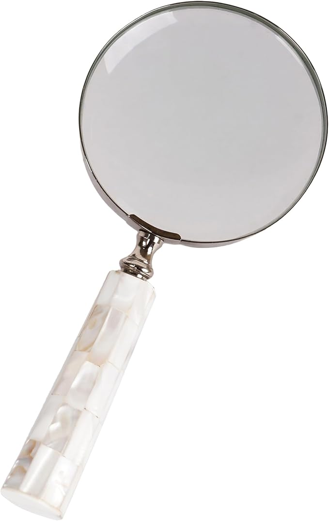 Magnifying Glass with Mother of Pearl Handle, Handheld 10x Magnifying Glass Lens, Antique Magnifier, Reading, Inspection, Coin & Stamp, Astrologer, Low Sight Elderly, Collectible Décor Gift 4" Lens