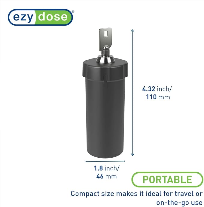 EZY DOSE Pill Box and Medicine, Vitamin Container, Safe for Money & Travel Items, Perfect for On-The-Go, Durable Canister, 2 Keys with Lock, Large, Black, BPA Free | Secure Storage Protects Contents with Dual Key Lock System, Durable Build Ideal For Pe...