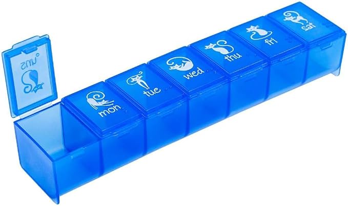 EZY DOSE Pet (7-Day) Pill Case, Medicine Planner, Treats, Vitamin Organizer Box for Cats, Convenient and Easy to Use, Large Compartments, Blue Lids, Travel Friendly, BPA Free, Made in the USA