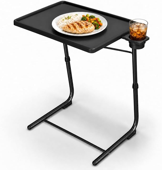 Adjustable TV Tray Table - 6 Height & 3 Tilt Angle Settings | Multifunctional Foldable Tray Table for Eating Laptop Dinner or Bed Use | Easy to Assemble & Store | Portable Desk