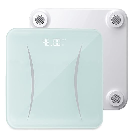 Digital Scale for Body Weight, Highly Accurate Bathroom Scale with Invisible LED Display & Step-On Technology, Shatter-Resistant Tempered Glass & Anti-Skid Base for Home Gym, 400 lbs