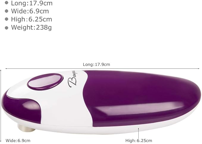 Kitchen Automatic Safety Cordless One Tin Opener&Bangrui Professional Electric Opener.One-touch switch .Smooth can edge.Being friendly to left-hander and arthritics!(Purple)