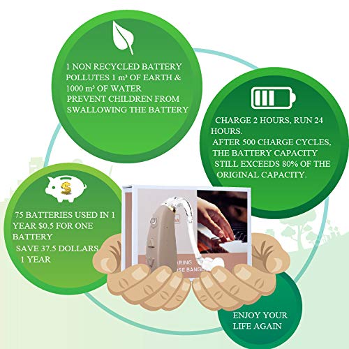 Banglijian Rechargeable Hearing Aid for Moderate to Severe Hearing Loss Ziv-206 for Seniors Adults with Noise Reduction Adaptive Feedback Cancellation-Two Types of Sound Tubes(One Unit)