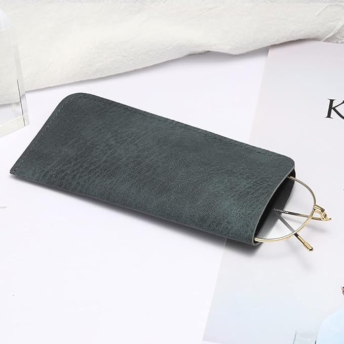 DIYOMR 6 Pack Soft Leather Eyeglass Bags Portable Unisex Glasses Pouch Multiple Pens Sleeve Case Classic Color for Business Men Women Teen Student Scholars
