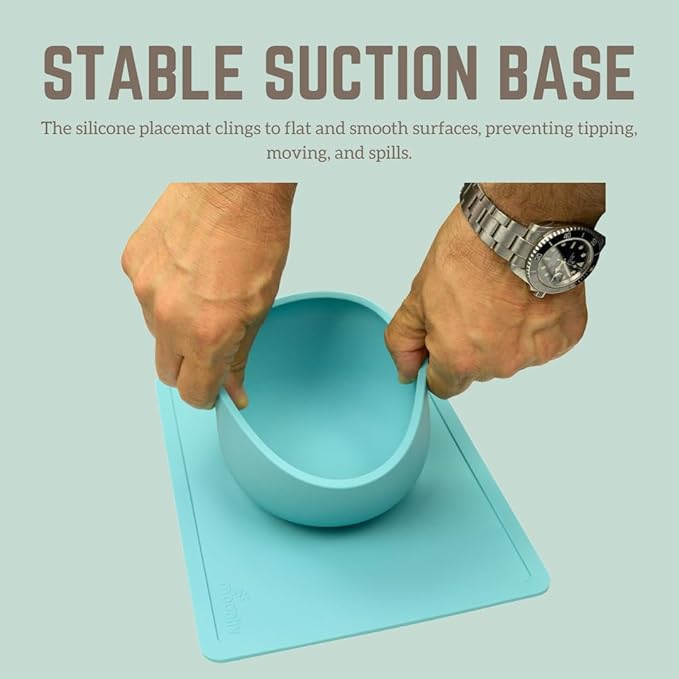 Modaliv 34oz Adult Scooper Bowl with Suction Base – Adaptive Silicone Placemat for Stroke Recovery, Elderly, or Disabled – Microwave & Dishwasher Safe – Non-Slip Feeding Aid (Turquoise)