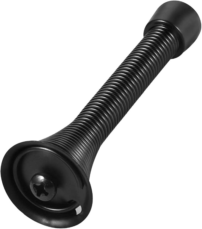 KISEER 12 Pack Spring Door Stops 3 1/4 Inch Flexible Heavy Duty Spring Door Stopper with RustProof Screw Rubber Bumper Tips (Black)