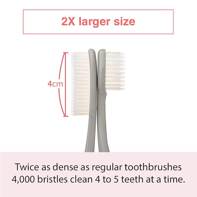 WANGTA Toothbrush 4pcs, Twice as Wide as Regular Brush Head, Wide Toothbrush, Long Brush Head, More Comfortable and Easier Brushing (Golden Brush)