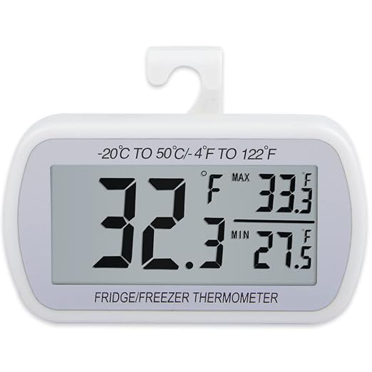 AEVETE Waterproof Digital Refrigerator Thermometer Large LCD, Freezer Room Thermometer with Magnetic Back, No Frills Easy to Read | Fridge freezer room thermometer with magnetic Back, no Frills easy to read