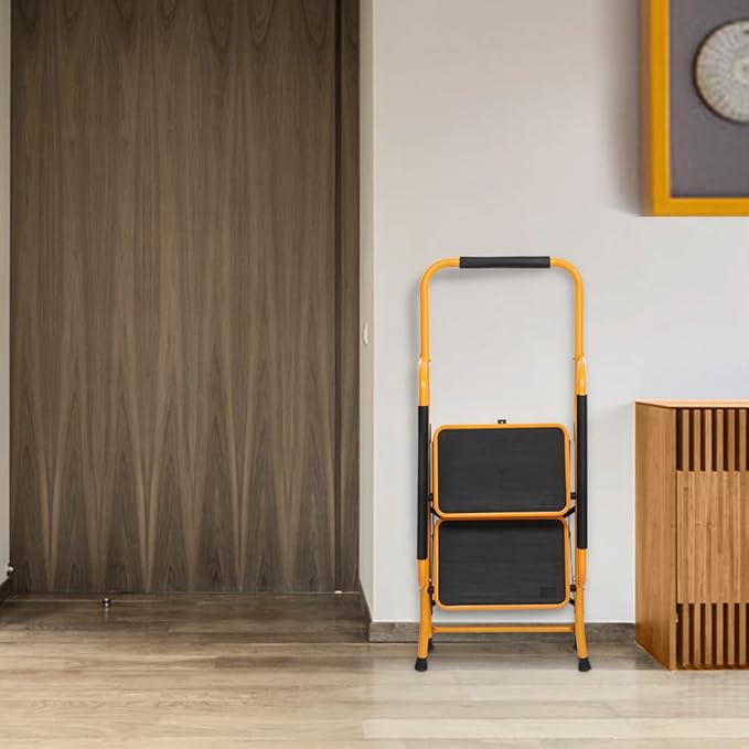 Winado 2 Step Ladder with Handrails, 500LBS Folding Step Stool, w/Non-Slip Side Armrests Large Pedal Area, Multi-use for Home Kitchen Pantry Office