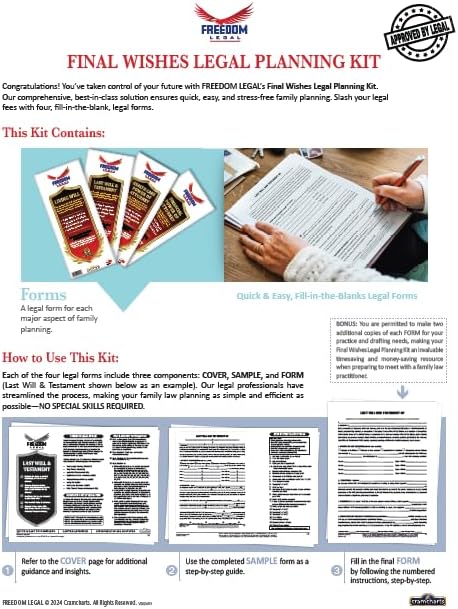Estate Planning Kit – Will, Living Will, Advance Directive & POA Forms