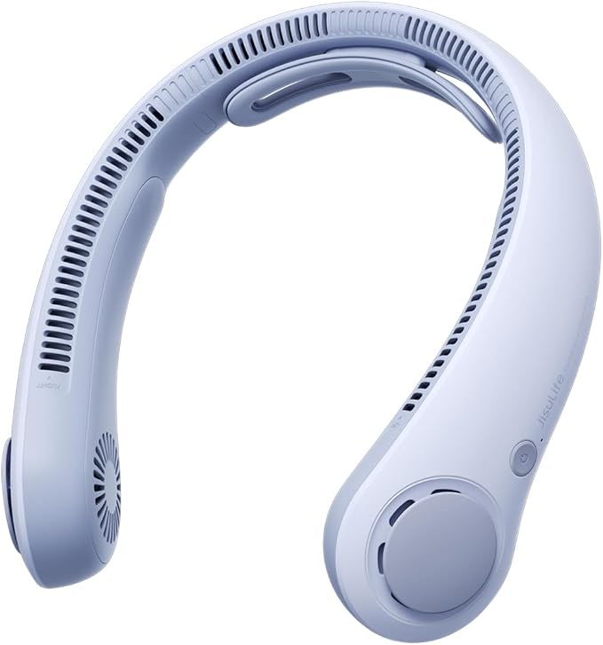 JISULIFE Portable Neck Fan Upgraded: Neckbrace Hands-Free, 5-Speed 5000 mAh | 16.5H Max Runtime, Personal Wearable Bladeless Rechargeable Fan for Outdoor/Travel/Concerts, Gifts for Women Men - Sunny Blue