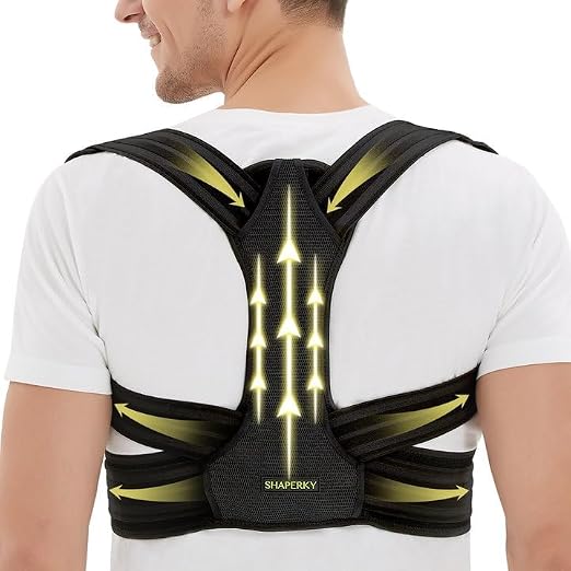 SHAPERKY Posture Corrector for Women and Men - Adjustable Upper Back Brace - Breathable Back Support straightener - Providing Pain Relief from Lumbar&Shoulder