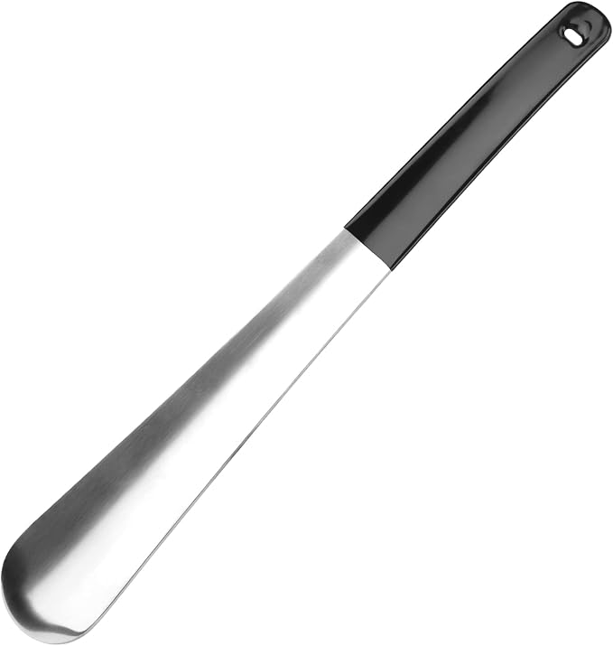 Xiaokeis Shoe Horn Long 12 Inch, Premium Stainless Steel Shoehorn, Shoe Helper for Seniors,Long Handle Shoe Horns for Men or Woman, Metal Shoe Horn for Handicap, Elderly Senior, Pregnancy(Black)