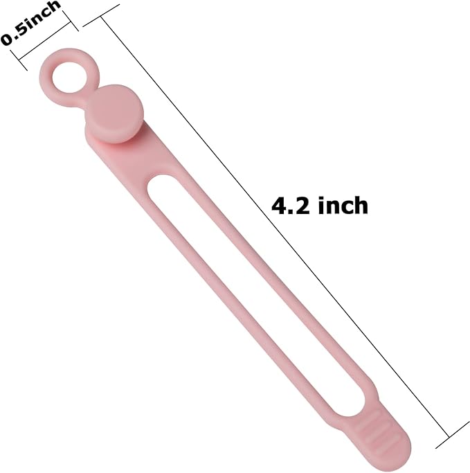 16Pcs Silicone Cable Ties Cord Organizer for Bundling Earphone, Phone Charger, Computer Cords, Reusable Wire Cable Management in Home,Office,Kitchen,School,Travel (Pink)