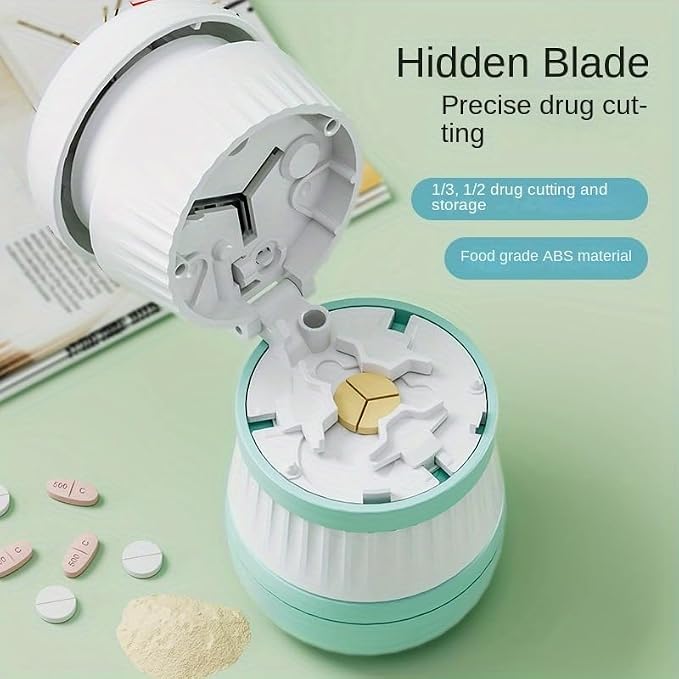 Pill Cutter 1/3, Pill Splitter with Stainless Steel Blade for Cutting Small Pills or Large Pills in one Third, Suitable for Cuting Vitamins, Tablets (1-3 Green)