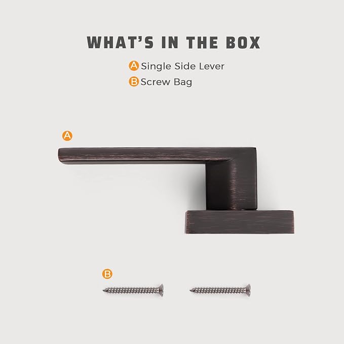 KNOBWELL 4 Pack Dummy Door Handles, Bronze Interior Door Knob Heavy Duty 0.93 lb Non-Turning Fake Square Door Handle Levers