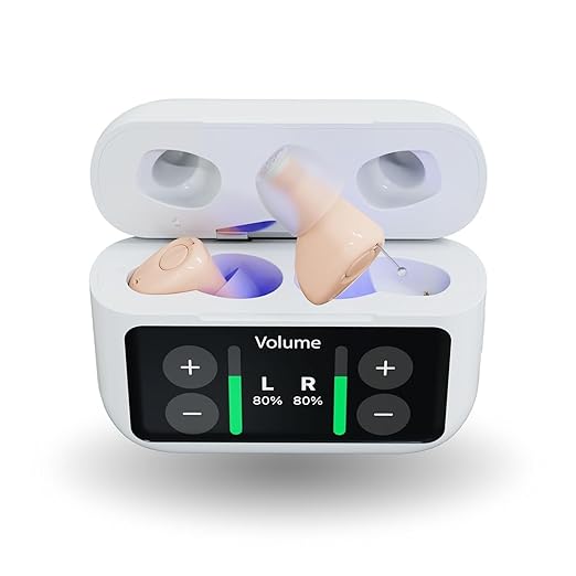 Audien Atom X Hearing Aid Device for Seniors & Adults with Hearing Loss - OTC Bluetooth Hearing Aids w/Charging Case, 48+ Hour Battery Life - Easy Touchscreen Control, Comfortable & Discreet Design