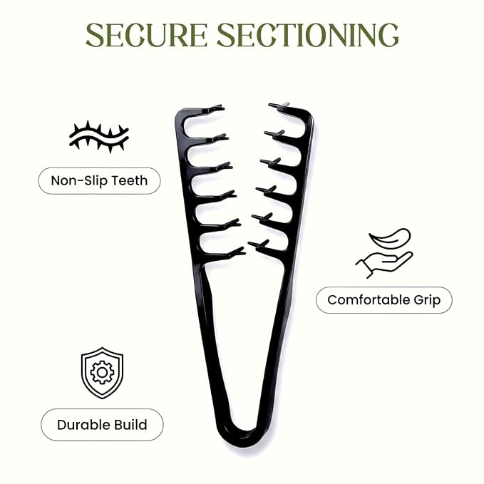Texture Comb, Voluminous Wide-Tooth Hair Comb for Maximum Root Lift, Dual Wide & Fine Tooth Texturizing Styling Comb, Non-Slip ABS Plastic Barber Tool for Men–Black