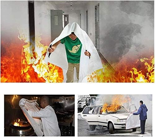 Mata Leon Emergency Fire Blankets Fire Retardant Blankets 4 Pack Fiberglass Fire Suppression Blanket Flame Retardant Protection&Heat Insulation Design for Kitchen Office Fireplace Car Camping