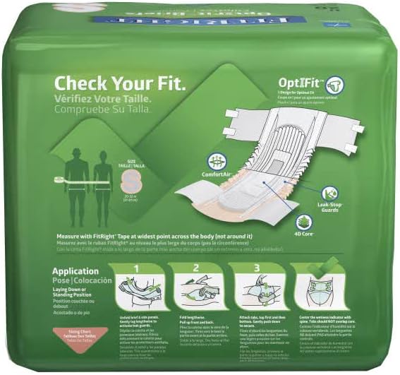 FitRight Adult Diapers, Ultra Heavy Absorbency, S (Waist Size 20in-32in), 20 Count, OptiFit Incontinence Briefs for Men and Women, Disposable, Moisture-Wicking, Leak Protection, (Pack of 2)