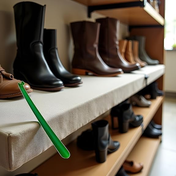 Green Plastic Shoehorn, Long Handle Plastic Shoe Horn for Men and Women, Portable, and Lightweight, Nice Design,Shoe Horns and Boot Jacks