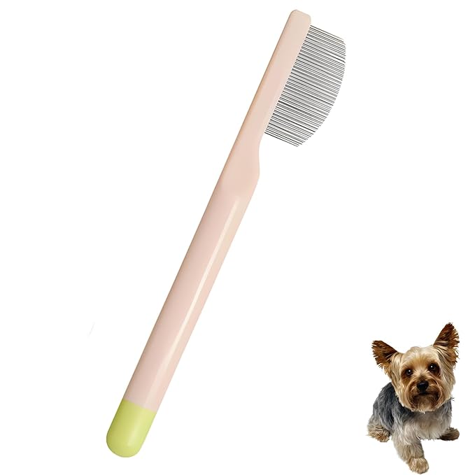 Stainless Steel Dog Eye Comb - Small Design for Pet Facial & Paw Grooming, Round-Tip Arc Teeth, ABS Handle, Puppy Flea Brush, Fit Yorkie, Shih Tzu, Maltese Maltipoo Pomeranian Cat
