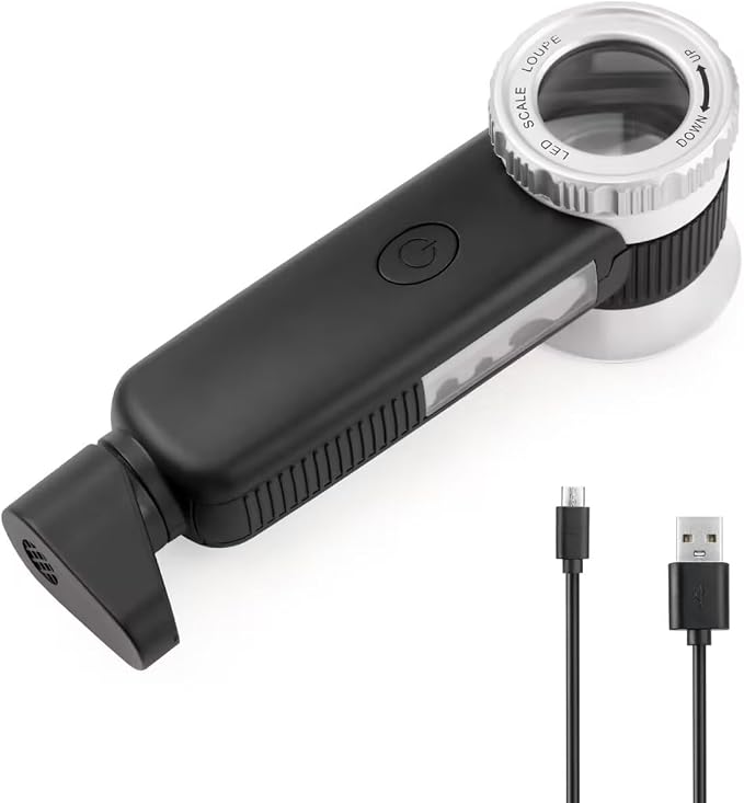 30X Loupe Magnifier Eye Loops Magnifying Glass Jewelry Coin Supplies | 30X,USB rechargeable,lights,portable,eye loupe,jewelry magnifier,currency,coin collection supplies,printers loupe