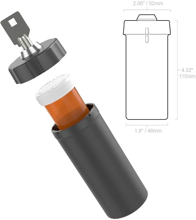 Ezy Dose Pill Box and Medicine, Vitamin Container, Safe for Money & Travel Items, Durable Canister, 2 Keys with Lock, Medium (Pack of 2)