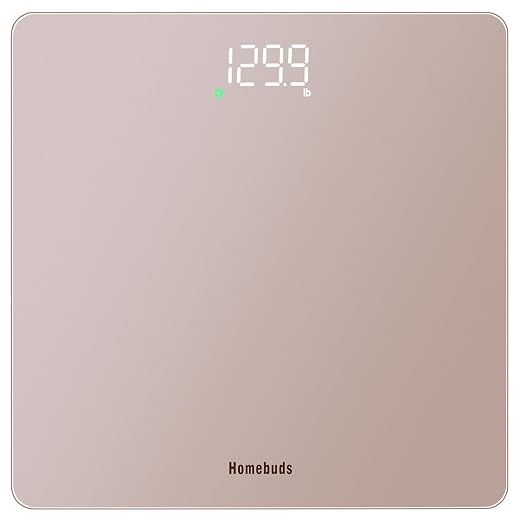 Homebuds Bathroom Scale for Body Weight, Precision 0.1lb by Our Professional Factory Since 2001, Weight Scale Step-On and White LED for Easy to View, 3*AAA Included, 400lb/182kg, Rose Gold