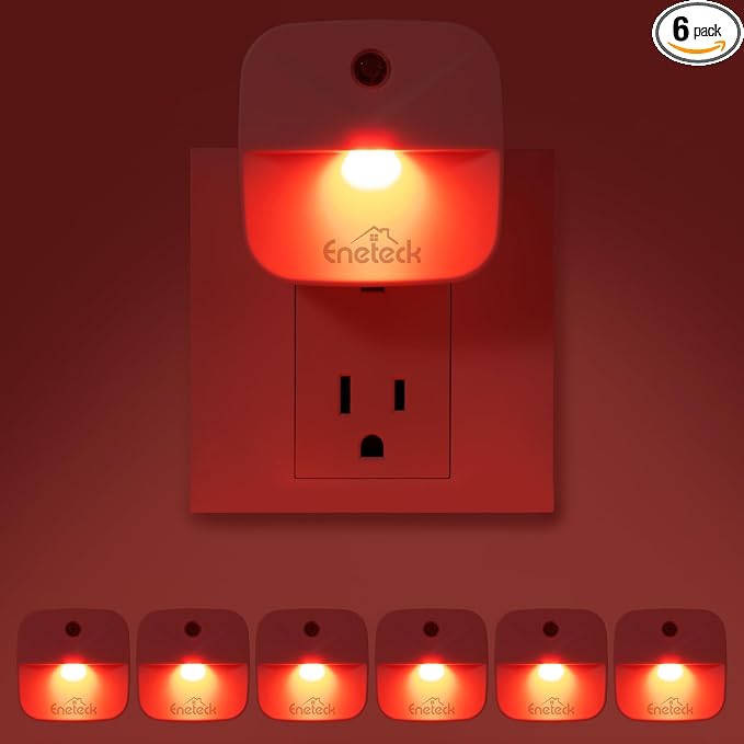 LED Night Lights Plug into Wall,Soft Night Light with Dust to Dawn Sensor,Nightlight for Travel,Kitchen,Adults, Bathroom,Bedroom,Stairs,Nursery,Hallway,6 Packs,Red Light