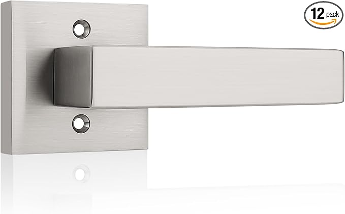 KNOBWELL 12 Pack Dummy Door Handles Brushed Nickel Door Lever for Closet/Hallway/Pantry Interior Door Knob Inactive Door Handle