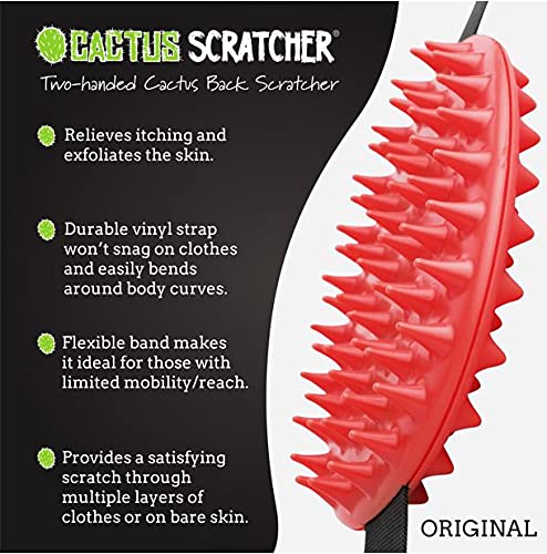Original Back Scratcher - 2-Sided Back Scratching Tool for Hard-to-Reach Area, Durable 45" Strap with Ball Handles for Towel Like Operation, Universal Gifts for Men and Women, Red