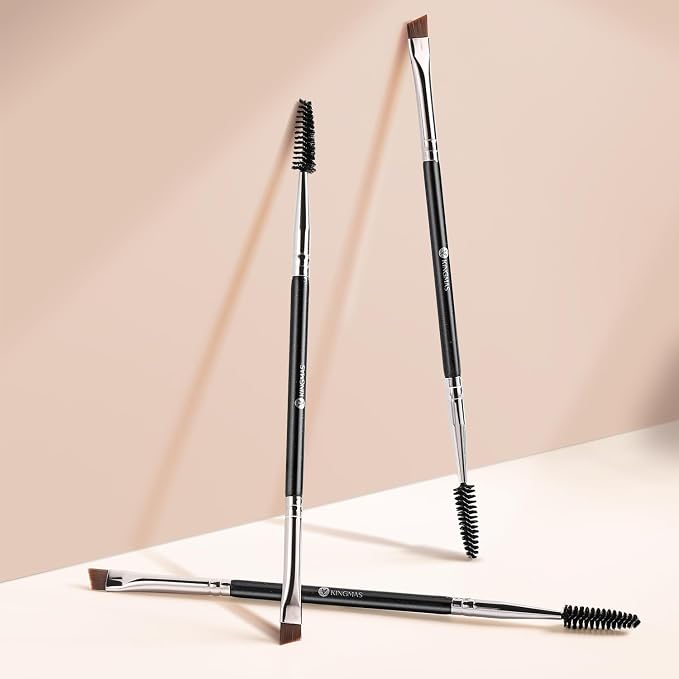 KINGMAS Eyebrow Brush Lashes Spoolie Duo Angled Eye Brow Brush | Eyelash Comb Tool for Lining and Shaping Brows or Lashes