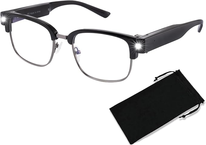 Reading Glasses with Lights USB Rechargeable Bright LED Readers Lighted Eyewear Clear Vision Unisex