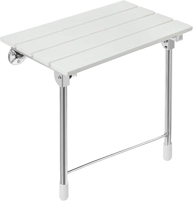 Folding Wall Mounted Shower Seat - Fold Down & Up, Handicap Bench for Elderly