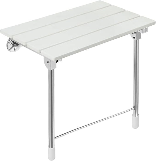 Folding Wall Mounted Shower Seat - Fold Down & Up, Handicap Bench for Elderly