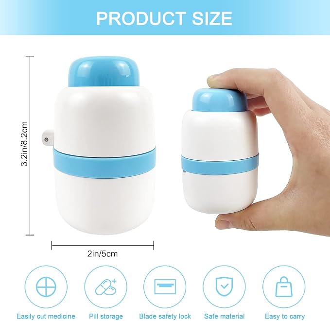 Pill Cutter Splitter for Small and Tiny Pills with Stainless Steel Blade for Cutting Small or Large Pills in Half or Quarter Suitable for Cuting Vitamins, Tablets
