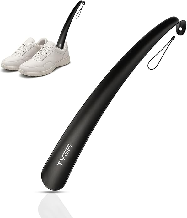 TYGA Shoe Horn Long Handled 17in 43cm Long Plastic Shoehorn for Men, Women, Senior Comfort Grip Shoe Horn Flexible Snap-Proof