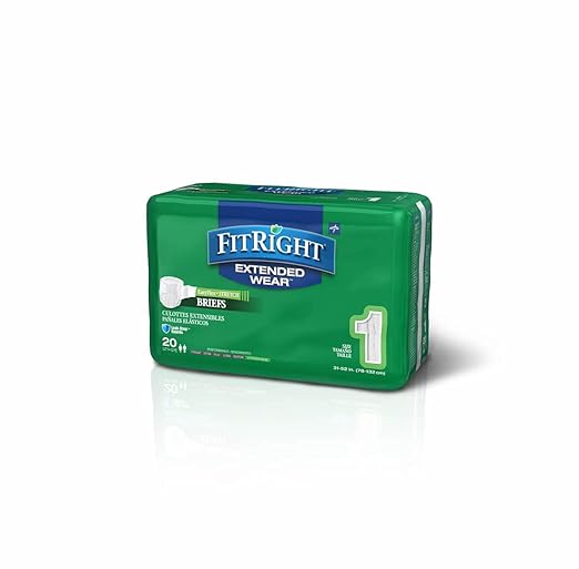 FitRight Overnight Stretch Adult Incontinence Briefs, Super Absorbent, Size 1, 31" to 52", 80 Count