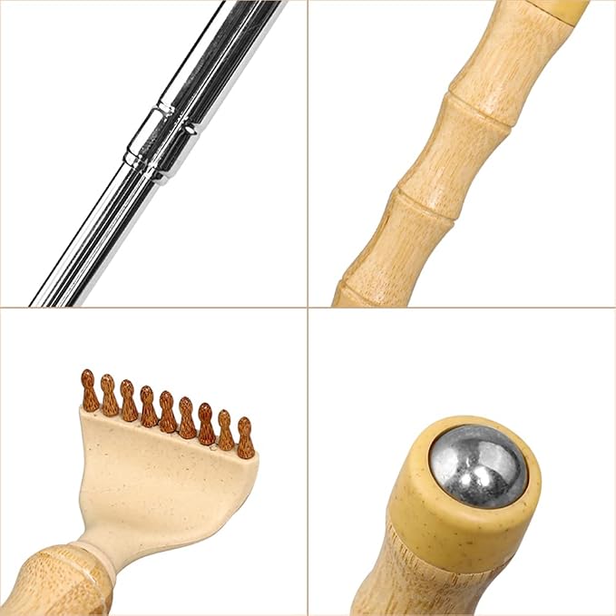 HEYSONG Bamboo Back Scratcher for Easy to Reach Itch Point Self-Therapeutic Telescoping Office Daily Body Scratcher IF0007