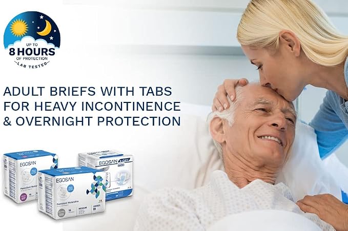 Egosan Maxi Incontinence Disposable Adult Diaper Brief Maximum Absorbency and Adjustable Tabs for Men and Women (X-Large, 15-Count)