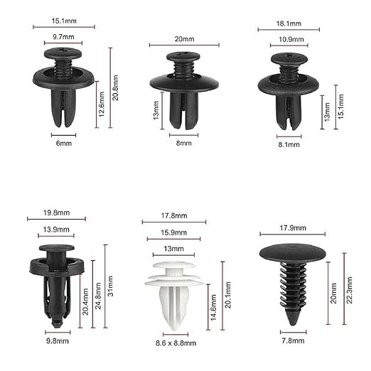 100 PCS Bumper Retainer Clips Car Rivets Fasteners Retainer Kit and 1 Fastener Removers Most Popular Sizes Auto Push Pin Rivets Set -Door Trim Panel Fender Clips for Most Models