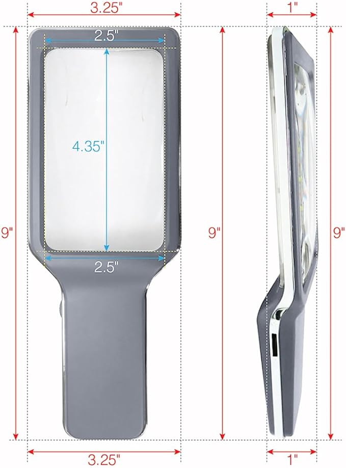 MAGNIPROS Patented 6X Large Magnifying Glass with 3 Color Light Modes | Anti-Glare Lens & Stepless Dimmable LEDs | Perfect for Reading & Inspection - Ideal for Seniors & Low Vision
