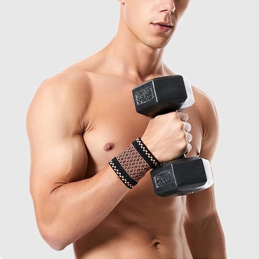 Copper Wrist Compression Brace (2Pcs), Elastic Wrist Support Sleeve Wrist Braces for Tendonitis, Arthritis, Carpal Tunnel Pain Relief, Soft Wrist Wrap Wristbands for Sport, Fitness, Workout, Typing(M)