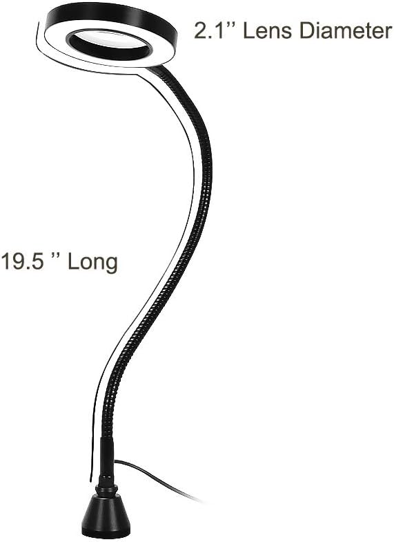 NEWACALOX LED 3X Magnifier, Flexible Gooseneck Magnifier Lamp Strong Magnet Base, Can Be Positioned to Hold The Magnifier Where You Want Hands Free