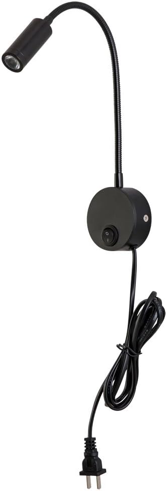 Reading Lamp Wall Sconces Light LED 3W Warm White 3000K Plug for Reading Books (Black 2pcs 3000K Cord)
