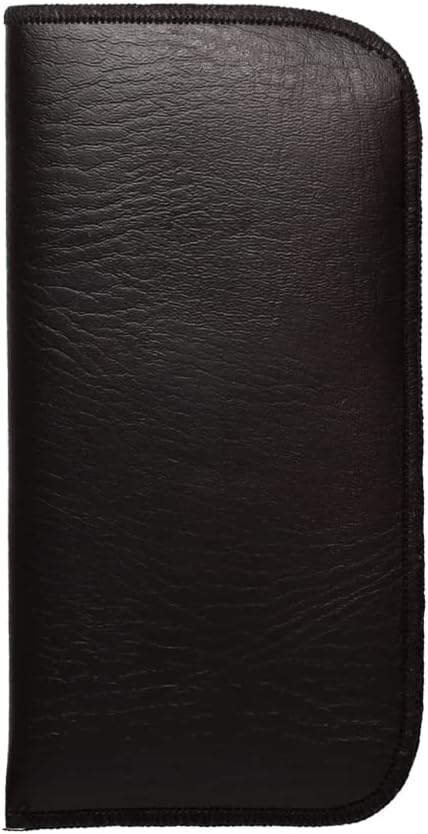 Calabria Slim Faux Leather Eyeglass Case Soft Slip-In Design [Black with Clip - 1 Pack] | Compact Protective Pouch | Soft Case for Glasses | Lightweight Sunglass Storage