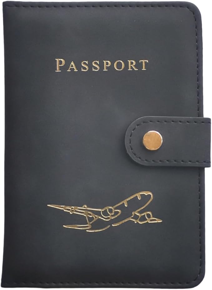 Passport Holder with Multiple Card Slots, RFID-Blocking Passport Cover, Stylish Unisex Design for Men & Women, Ideal Gift for Frequent Flyers, Black