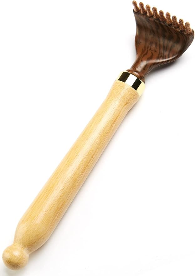 Portable Extendable Back Scratcher,Bamboo Back Scratcher for Men Women Self-Therapeutic Telescoping Head Easy to Reach Itch Point The Body Scratcher (Brown)