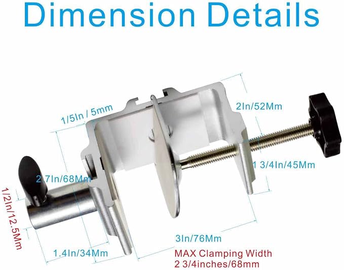 Replacement Clamp for 1/2” Base Magnifying Lamp，Desk Lamp，Magnify Lamp，Swing Arm Lamp，Phone Mount，Ipad Mount，Tablet Holder，Mic Holder (Silver)